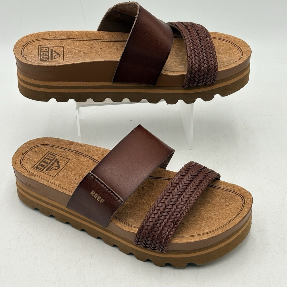 Reef Brown Braided & Smooth Double-Strap Slide Sandals